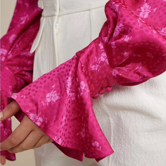 Acler Evanston Satin Blouse In Pink - Picture 4 of 13